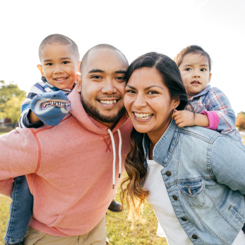 Happy family smiling together